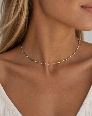 Pastel Rainbow Halskæde 18K Guldbelagt