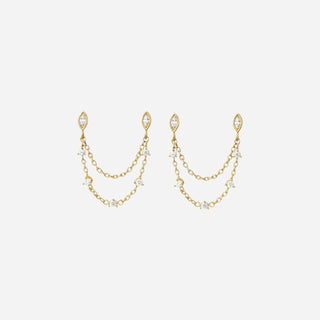 Krystal Kæde Ørestikker 18K Guldbelagt