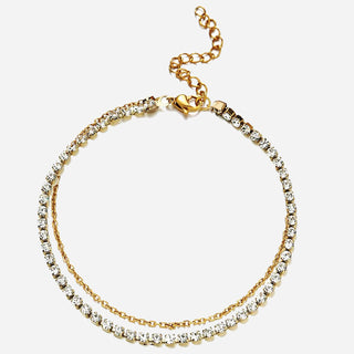 Krystal Zirkonia Ankelkæde 18K Guldbelagt 3mm