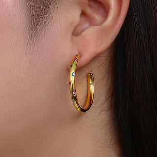 Elegant Multi Zirkonia Hoops 18K Guldbelagt