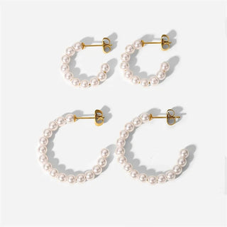 Small Glam Pearl Hoops 18K Guldbelagt