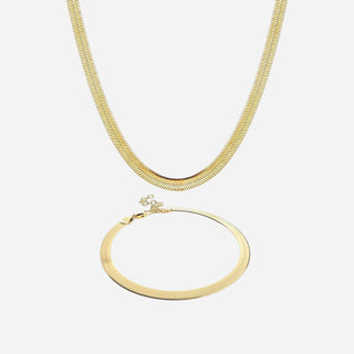 Slange Choker + Armbånd Gavesæt 18K Guldbelagt