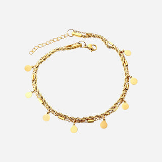 Rope Coin Ankelkæde 18K Guldbelagt