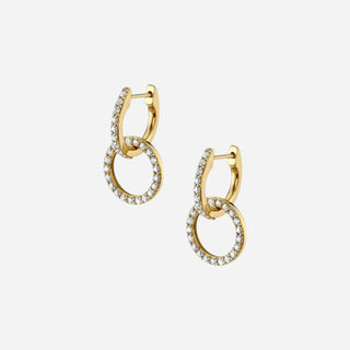 Zirkonia Double Huggies Hoops 18K Guldbelagt