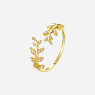 Champagne Zirkonia Leaf Ring 18K Guldbelagt