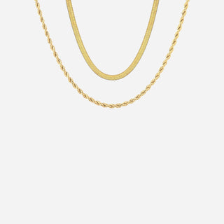 Slange Choker + Rope Gavesæt 18K Guldbelagt 2mm