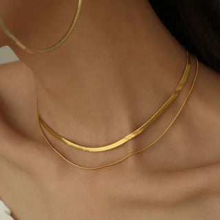 Flad Slange Layer Choker Gavesæt 18K Guldbelagt