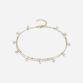 Zirkonia Beads Ankelkæde 18K Guldbelagt