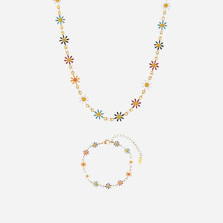 Daisy Summer Halskæde + Armbånd Gavesæt 18K Guldbelagt