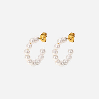 Glam Pearl Hoops 18K Guldbelagt