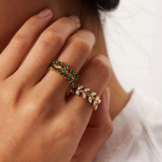 Classic Zirkonia Green Ring 18K Guldbelagt