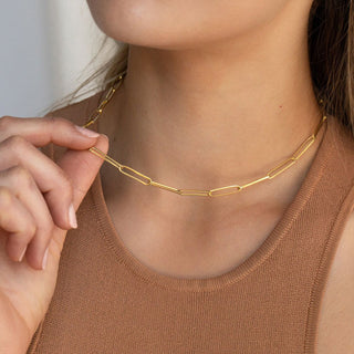 Paperclip Choker 18K Guldbelagt 4mm