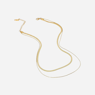 Flad Slange Layer Choker Gavesæt 18K Guldbelagt
