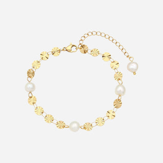 Sunburst Ferskvandsperle Armbånd 18K Guldbelagt