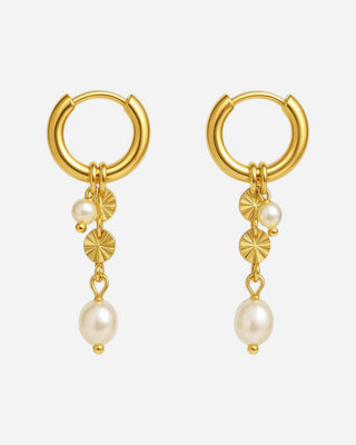 Sunburst Ferskvandsperle Øreringe 18K Guldbelagt