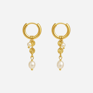 Sunburst Ferskvandsperle Øreringe 18K Guldbelagt