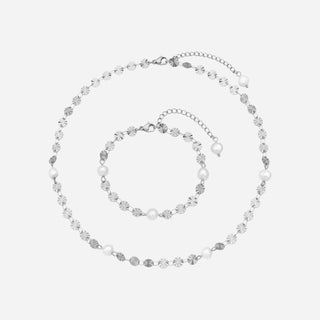 Sunburst Ferskvandsperle Halskæde + Armbånd Gavesæt