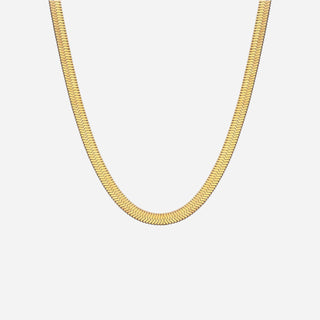 Flad Slange Choker 18K Guldbelagt 4mm