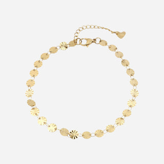 Rund Sunburst Ankelkæde 18K Guldbelagt 6mm