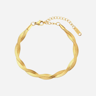 Flettet Flad Slange Ankelkæde 18K Guldbelagt 4mm