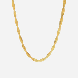 Flettet Flad Slange Choker 18K Guldbelagt 4mm