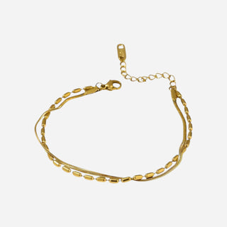 Flad Slange Layer Armbånd 18K Guldbelagt 4mm