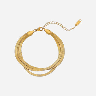 Triple Flad Slange Armbånd 18K Guldbelagt 9mm