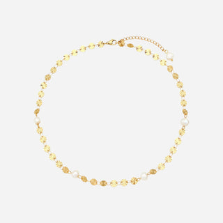 Sunburst Ferskvandsperle Halskæde 18K Guldbelagt