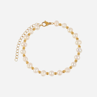 Beaded Freshwater Pearl Armbånd 18K Guldbelagt