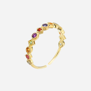 Zirkonia Regnbue Ring 18K Guldbelagt