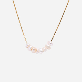 Elegant Ferskvandsperle Halskæde 18K Guldbelagt