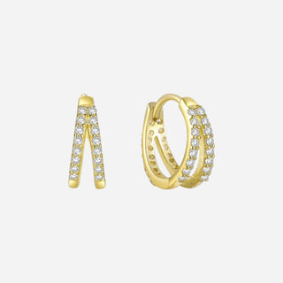 Small Double Zirkonia Hoops 18K Guldbelagt