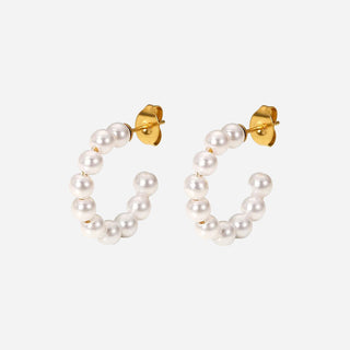 Small Glam Pearl Hoops 18K Guldbelagt