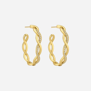 Round Wave Crystal Hoops 18K Guldbelagt
