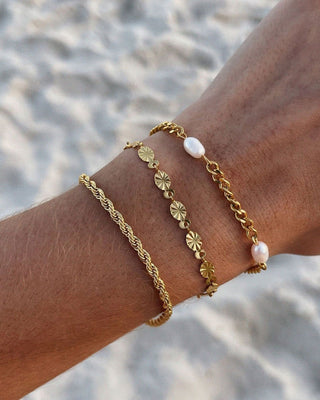 Sunburst Armbånd 18K Guldbelagt 4mm