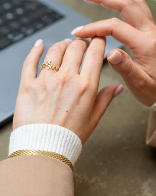 Zirkonia Leaf Ring 18K Guldbelagt