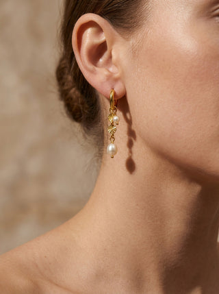 Sunburst Ferskvandsperle Øreringe 18K Guldbelagt