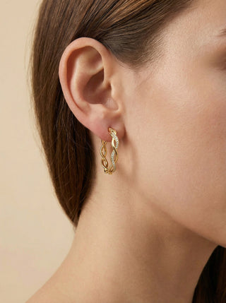 Round Wave Crystal Hoops 18K Guldbelagt