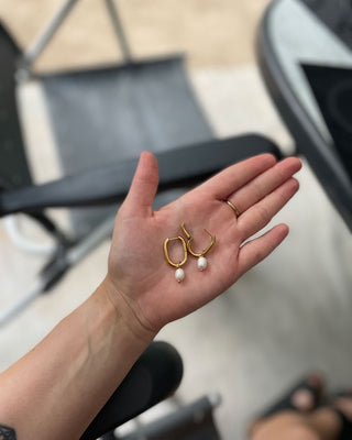 Ferskvandsperle U-Shape Øreringe 18K Guldbelagt