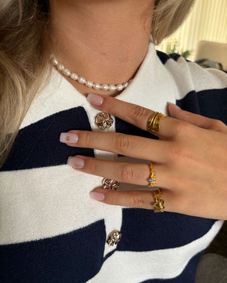 Blå Zirkonia Ring 18K Guldbelagt