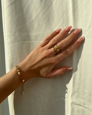 Sunburst Ferskvandsperle Armbånd 18K Guldbelagt