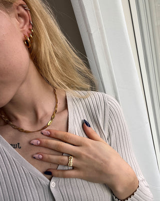 Flettet Flad Slange Choker 18K Guldbelagt 4mm