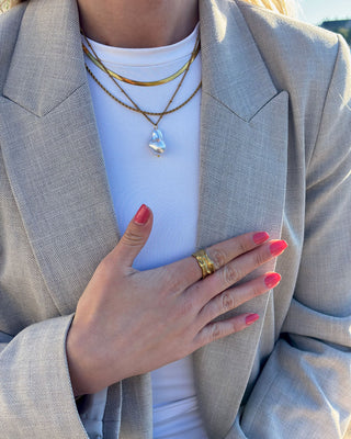 Flad Slange Choker 18K Guldbelagt 3mm