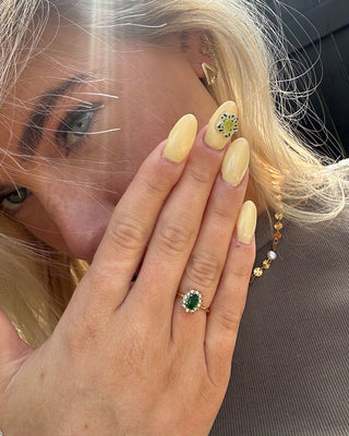 Floral Green Zirkonia Ring 18K Guldbelagt