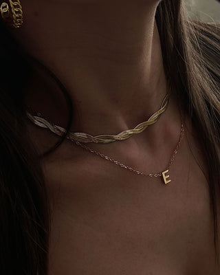 Flettet Flad Slange Choker 18K Guldbelagt 4mm