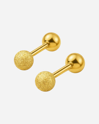 Small Frosted Beads Ørestikker 18K Guldbelagt