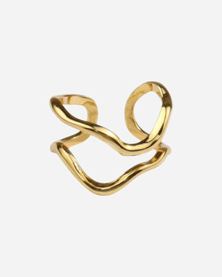 Double Wave Ring 18K Guldbelagt