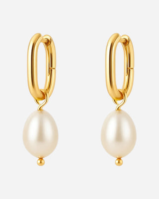 Ferskvandsperle U-Shape Øreringe 18K Guldbelagt