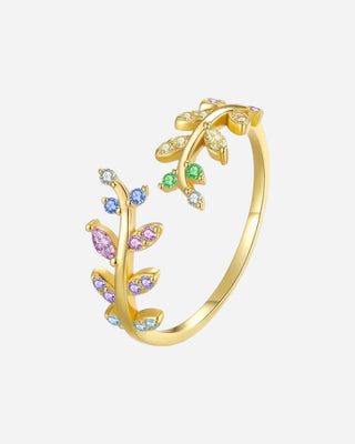 Summer Zirkonia Leaf Ring 18K Guldbelagt