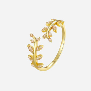 Champagne Zirkonia Leaf Ring 18K Guldbelagt